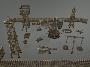 medieval village props set collection 3D Model