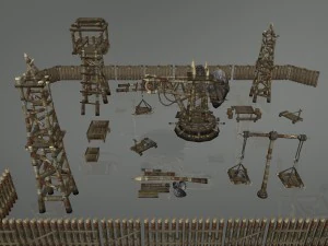 medieval village props set collection 3D Model