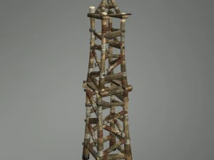 menara kayu abad pertengahan Model 3D