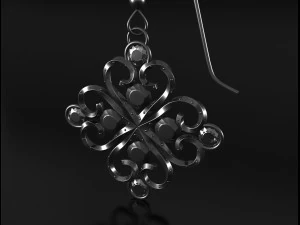 silver earring 3D Model