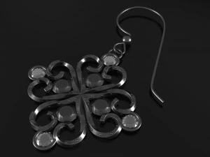 silver earring 3D Model