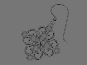 silver earring 3D Model