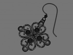 silver earring 3D Модель