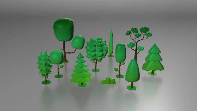 низькорослі дерева 3D Модель .c4d .max .obj .3ds .fbx .stl .blend 