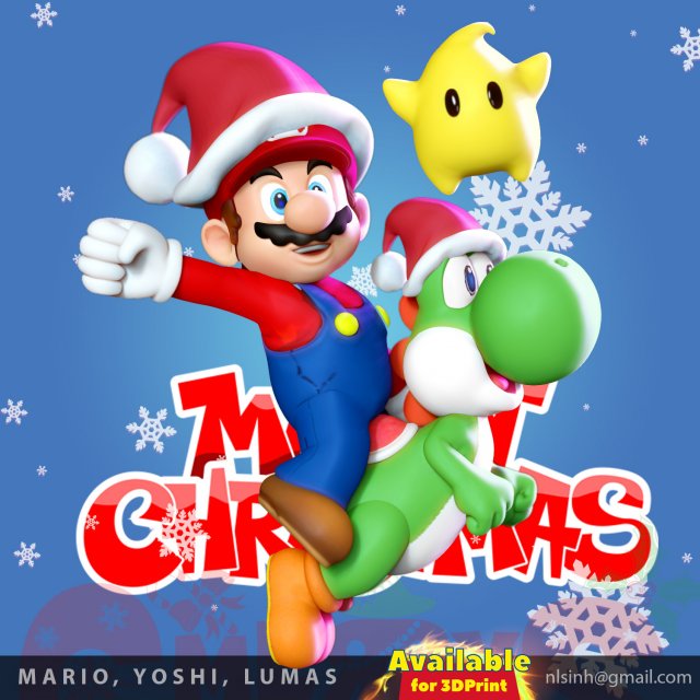 mario - yoshi - lumas - fanart Modello di stampa 3D .c4d .max .obj .3ds .fbx .stl .blend