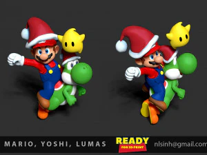 mario - yoshi - lumas - fanart 3D Print Model