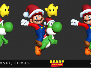 mario - yoshi - lumas - fanart Modello di stampa 3D