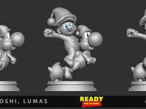 mario - yoshi - lumas - fanart Modello di stampa 3D