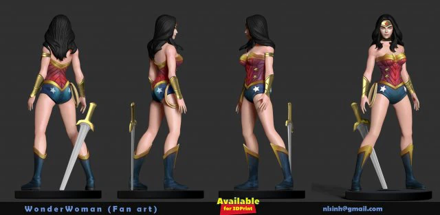 wonder woman - fan art 3D Print Model .c4d .max .obj .3ds .fbx .stl .blend 