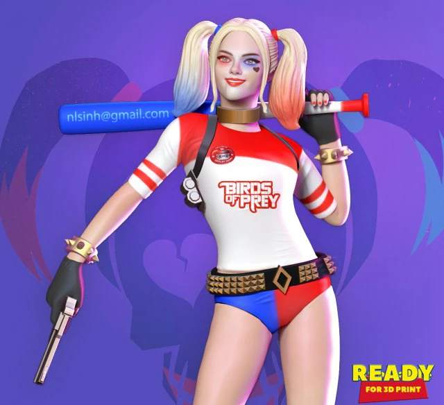 harley quinn fan art 3D Print Model .c4d .max .obj .3ds .fbx .stl .blend 