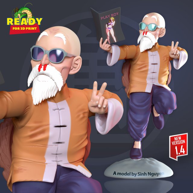 Master Roshi - Dragon Ball Fan art 3D Print Model .c4d .max .obj .3ds .fbx .stl .blend 