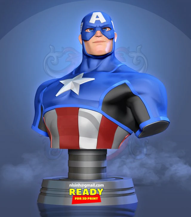 Capitan America Modello di stampa 3D .c4d .max .obj .3ds .fbx .stl .blend 