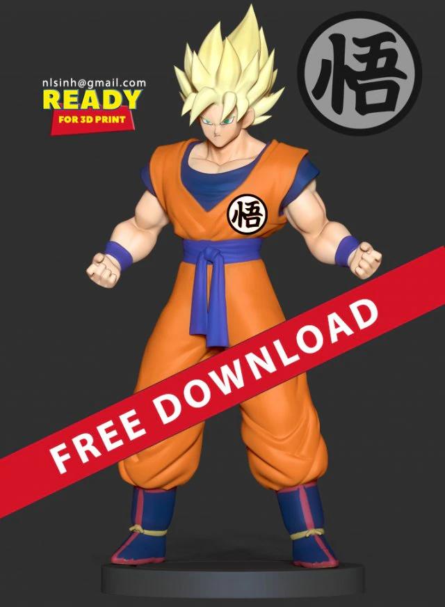 super saiyan goku 3D Print Model .c4d .max .obj .3ds .fbx .stl .blend 