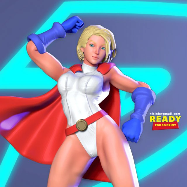 power girl 3D Print Model .c4d .max .obj .3ds .fbx .stl .blend