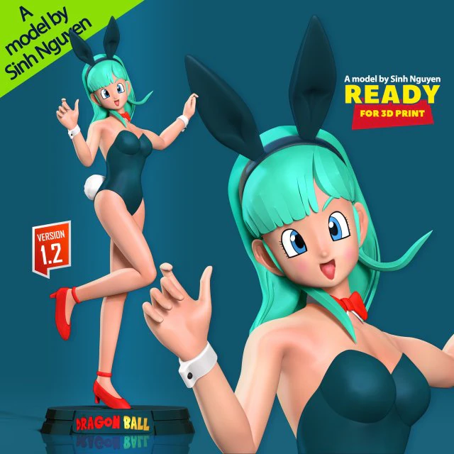 Bulma - Dragon Ball Fanart 3D Print Model .c4d .max .obj .3ds .fbx .stl .blend 
