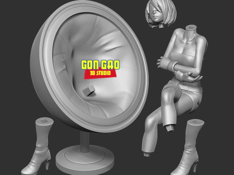 Nier 2b in a chair 3D Print Model
