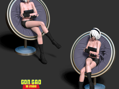 Nier 2b in a chair 3D Принт Модель