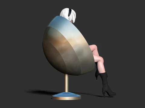 Nier 2b in a chair 3D Print Model