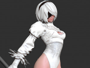 2b nier - automata white version Modèles 3D en vedette