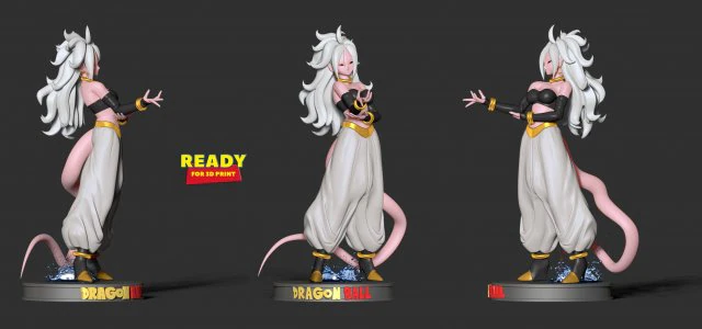 android 21 - dragon ball fanart 3D Print Model .c4d .max .obj .3ds .fbx .stl .blend 