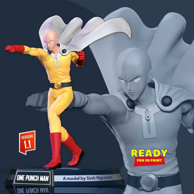 One-Punch Man 3D Print Model .c4d .max .obj .3ds .fbx .stl .blend 