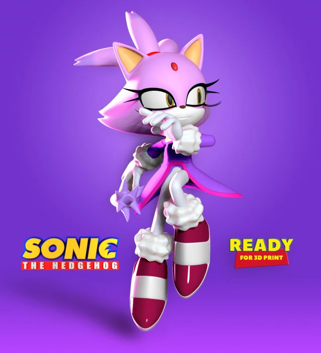 blaze the cat - sonic fanart 3D Print Model .c4d .max .obj .3ds .fbx .stl .blend