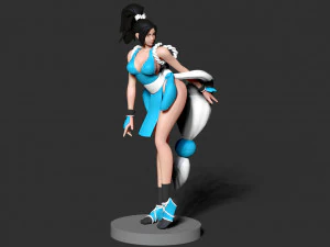 mai shiranui in a blue suit 3D Print Model