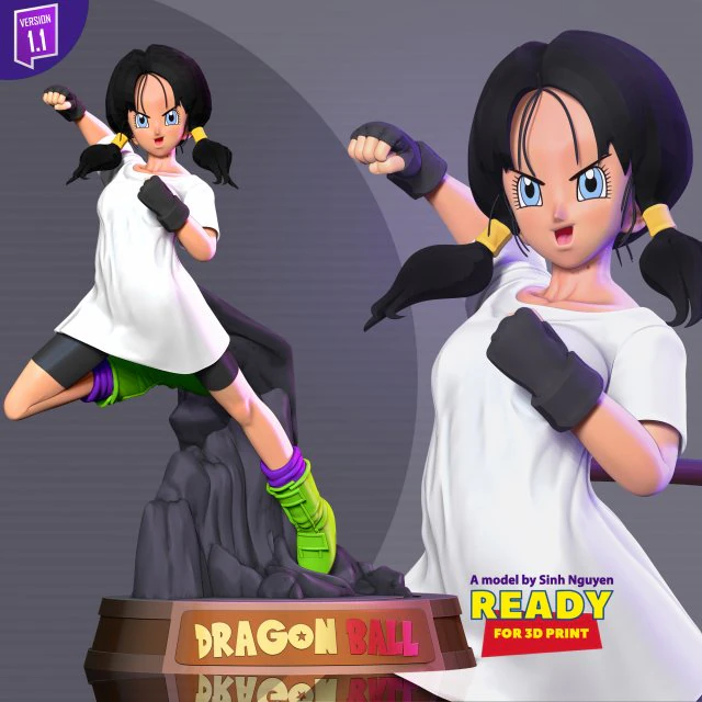 Videl - dragon ball fanart 3D Print Model .c4d .max .obj .3ds .fbx .stl .blend 