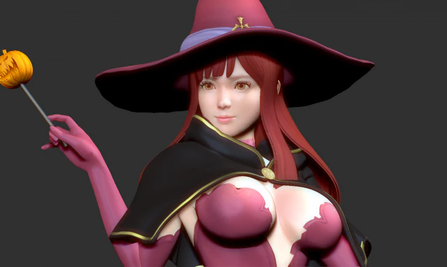 the witch takes off the broom 3D Print Model .c4d .max .obj .3ds .fbx .stl .blend 