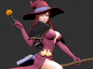 the witch takes off the broom 3D Print Model