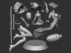 the witch takes off the broom 3D Print Model