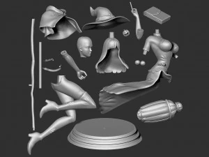 the witch takes off the broom 3D Print Model