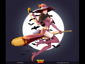 the witch takes off the broom 3D Print Model