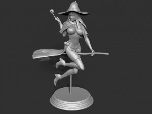 the witch takes off the broom 3D Print Model
