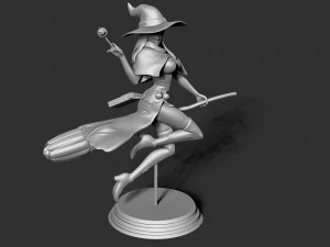 the witch takes off the broom 3D Print Model