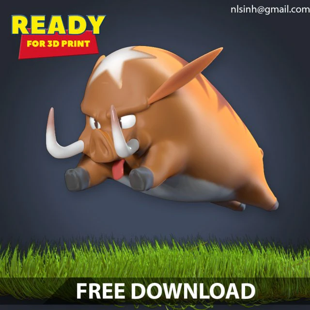 stylized boar 3D Print Model .c4d .max .obj .3ds .fbx .stl .blend