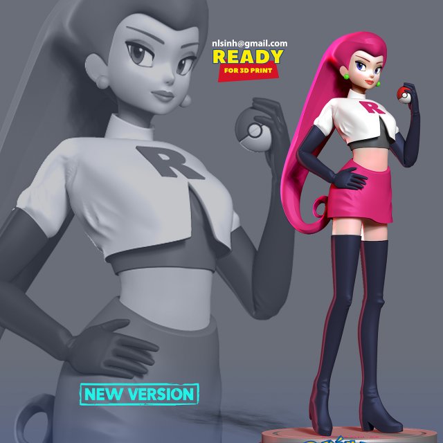 Jessie - Pokemon Fanart 3D Принт Модель .c4d .max .obj .3ds .fbx .stl .blend 