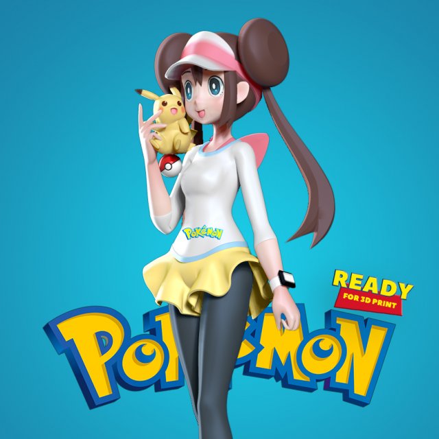rosa - pokemon masters fanart Modèles 3D en vedette .c4d .max .obj .3ds .fbx .stl .blend 