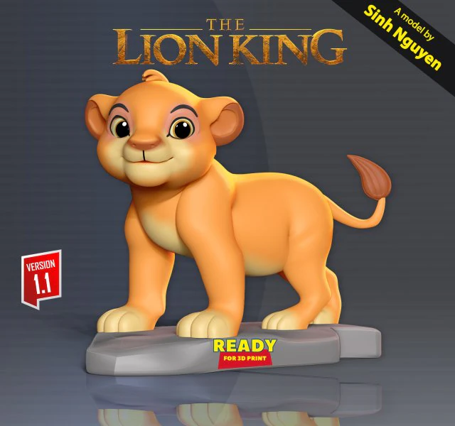 Young Simba 3D Print Model .c4d .max .obj .3ds .fbx .stl .blend 