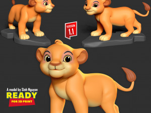 Young Simba 3D Print Model