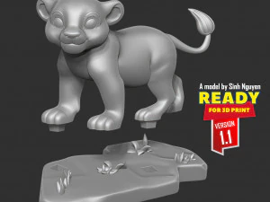 Young Simba 3D Print Model