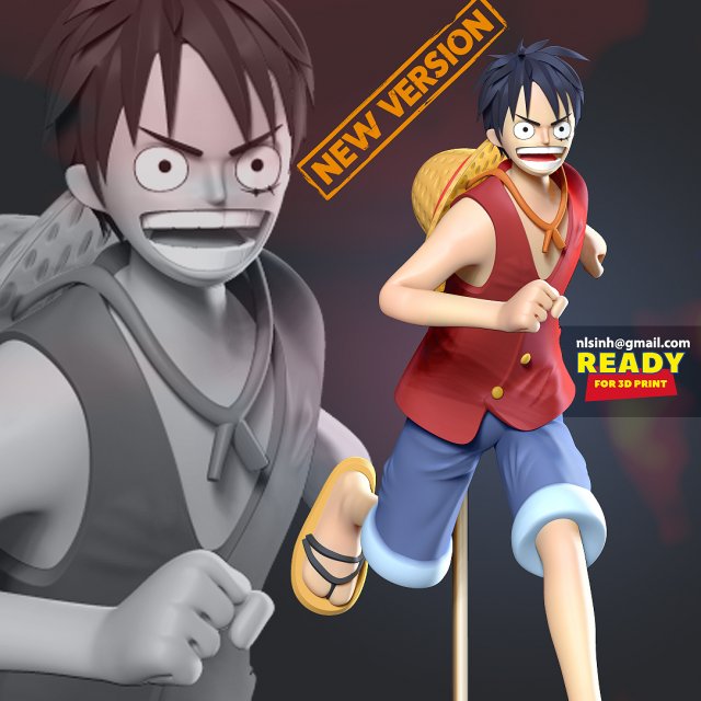 Luffy running 3D 프린트 모델 .c4d .max .obj .3ds .fbx .stl .blend 