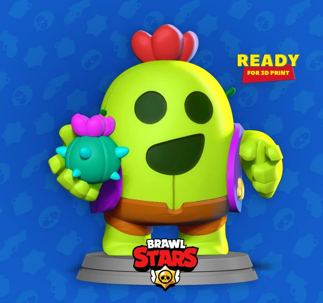 spike - brawl stars fanart 3D Print Model .c4d .max .obj .3ds .fbx .stl .blend 