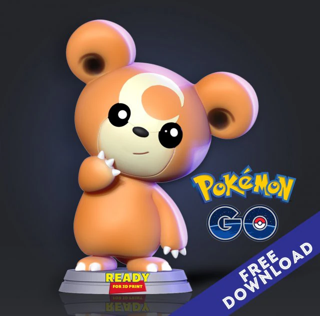 teddiursa pokemon fanart 3D Print Model .c4d .max .obj .3ds .fbx .stl .blend 