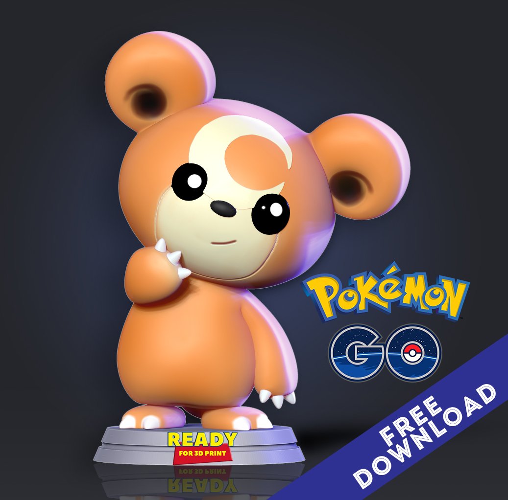 Teddiursa Pokemon Fanart Бесплатно 3D Принт Модель In Животные.