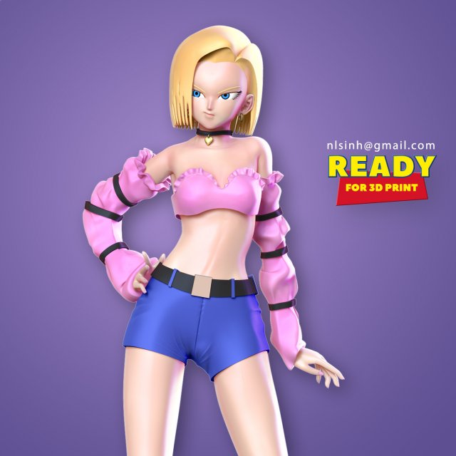 android 18 - dragon ball fanart Modelo de Impressão 3D .c4d .max .obj .3ds .fbx .stl .blend 