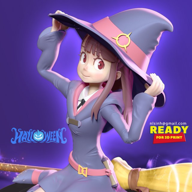 akko - little witch Model do druku 3D .c4d .max .obj .3ds .fbx .stl .blend 