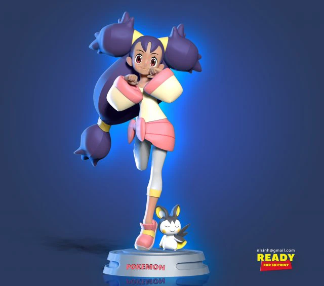 iris and emolga - pokemon fanart 3D Print Model .c4d .max .obj .3ds .fbx .stl .blend
