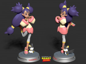 iris and emolga - pokemon fanart 3D Print Model