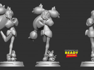 iris and emolga - pokemon fanart 3D Print Model